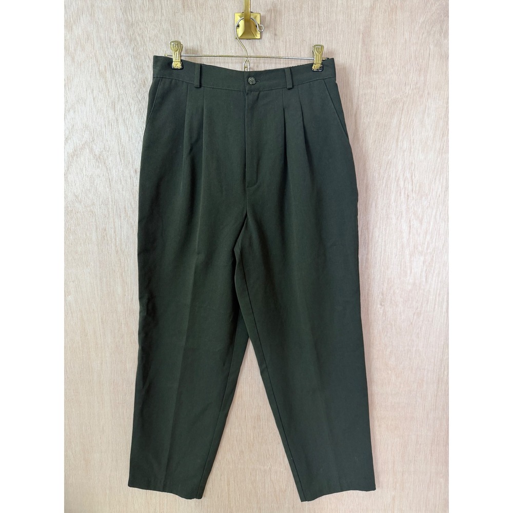 Briggs Petite Vintage Pleated Trousers Forest Green High Rise Tapered Leg 10P